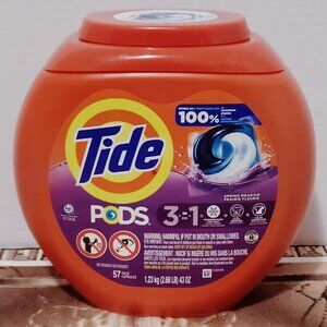 Tide PODS Laundry Detergent Pacs, 3-in-1 Stain Remover, Odor Fighter,  57 Count